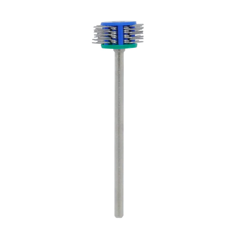 [113-1054] Mounted Texturing Wheel - 13x5mm, Med-Fine (Blue)
