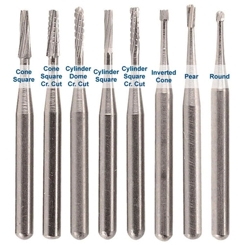 [128-9800] Cone Square Cross Cut 1.12mm Carbide Friction Grip Bur 1/16" Shank