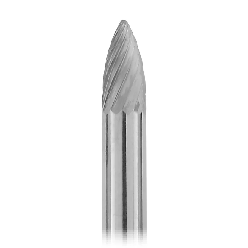 [129-1125] 1-1/2" Solid Carbide Burs - 1/8" Shank, 1/8" x 1/4" Double Cut Bullet