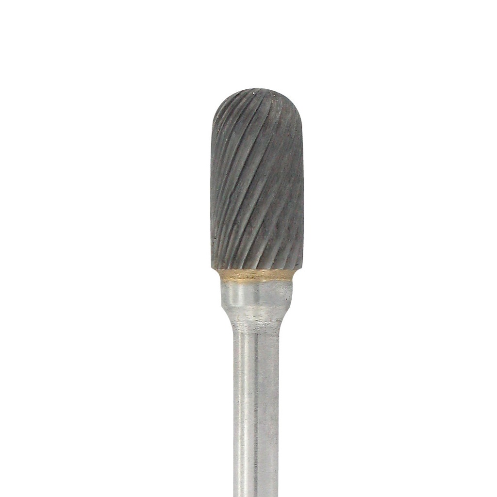 [129-1770] Carbide Head Burs - 1/8" Shank, 1/4" x 1/2" Plain Cut, Rounded Cylinder