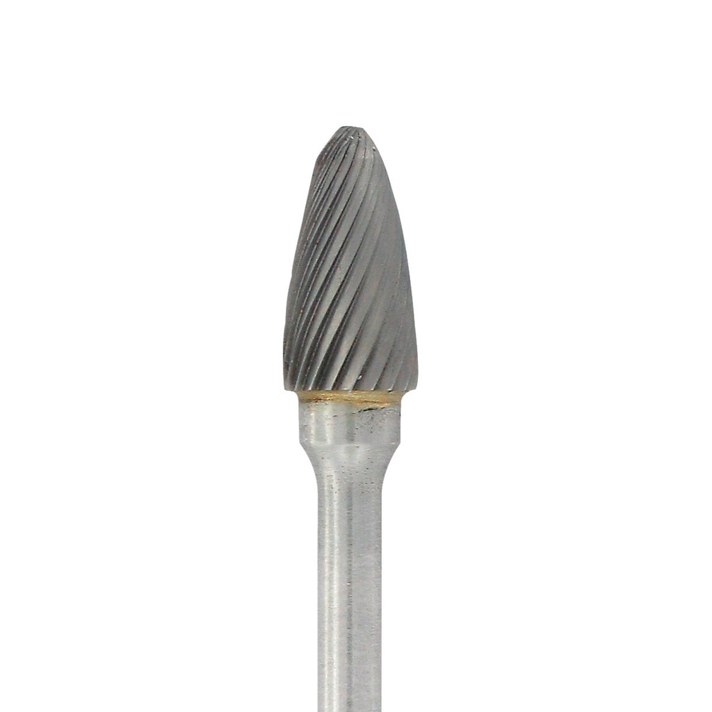 [129-1800] Carbide Head Burs - 1/8" Shank, 1/4" x 1/2" Plain Cut, Bullet