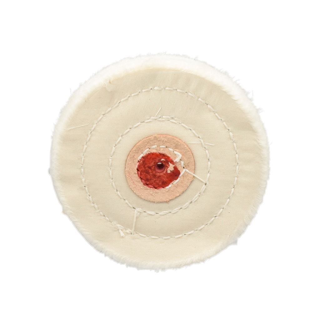 [140-2455] White Muslin Buff - 4" x 60 Ply, Stitched
