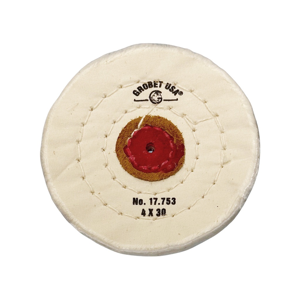 Grobet USA® White Muslin Buff - 4"x30 Ply, Stitched