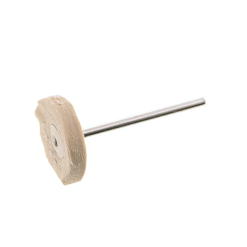 White Stitched 1" Diameter Muslin Buffs on 3/32" Shank