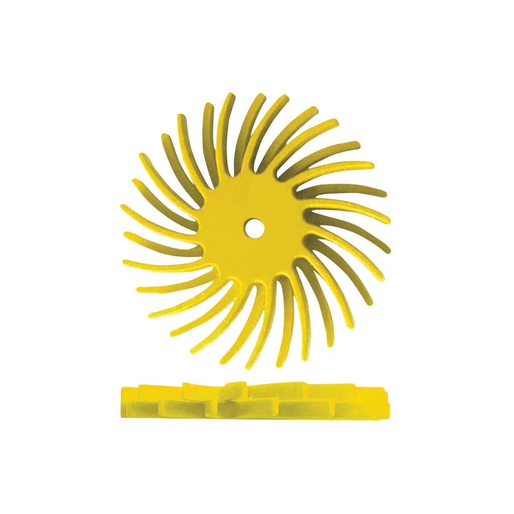 [145-5290] Dedeco® SUNBURST® Dual Radial Discs - 7/8" Yellow, 80 grit (Pkg. of 12)