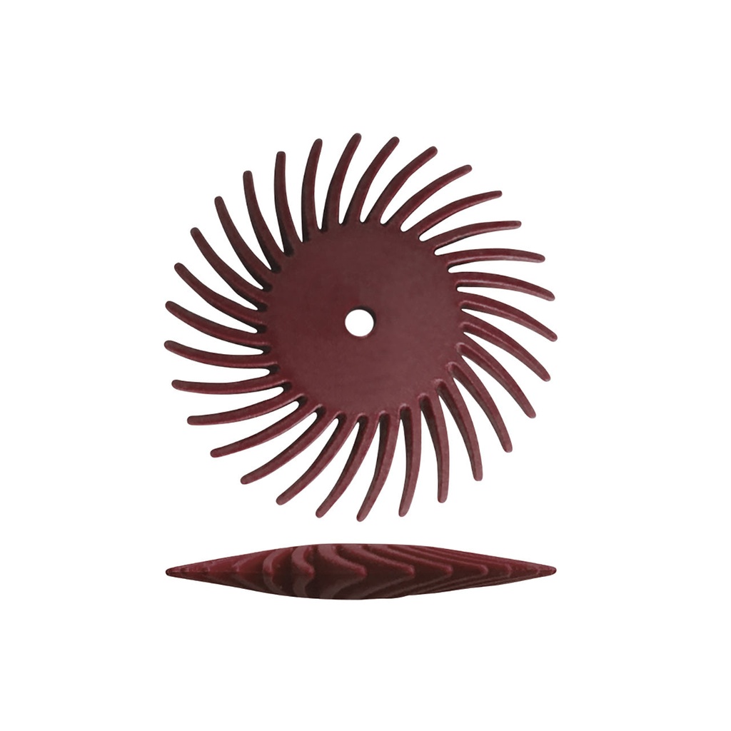 [145-5308] Dedeco® SUNBURST® Knife Edge Radial Discs - 7/8" Red, 220 grit (Pkg. of 12)
