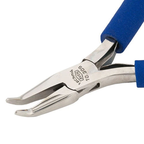 [180-0336] Foam Grip Stainless Bent Chain-Nose Pliers