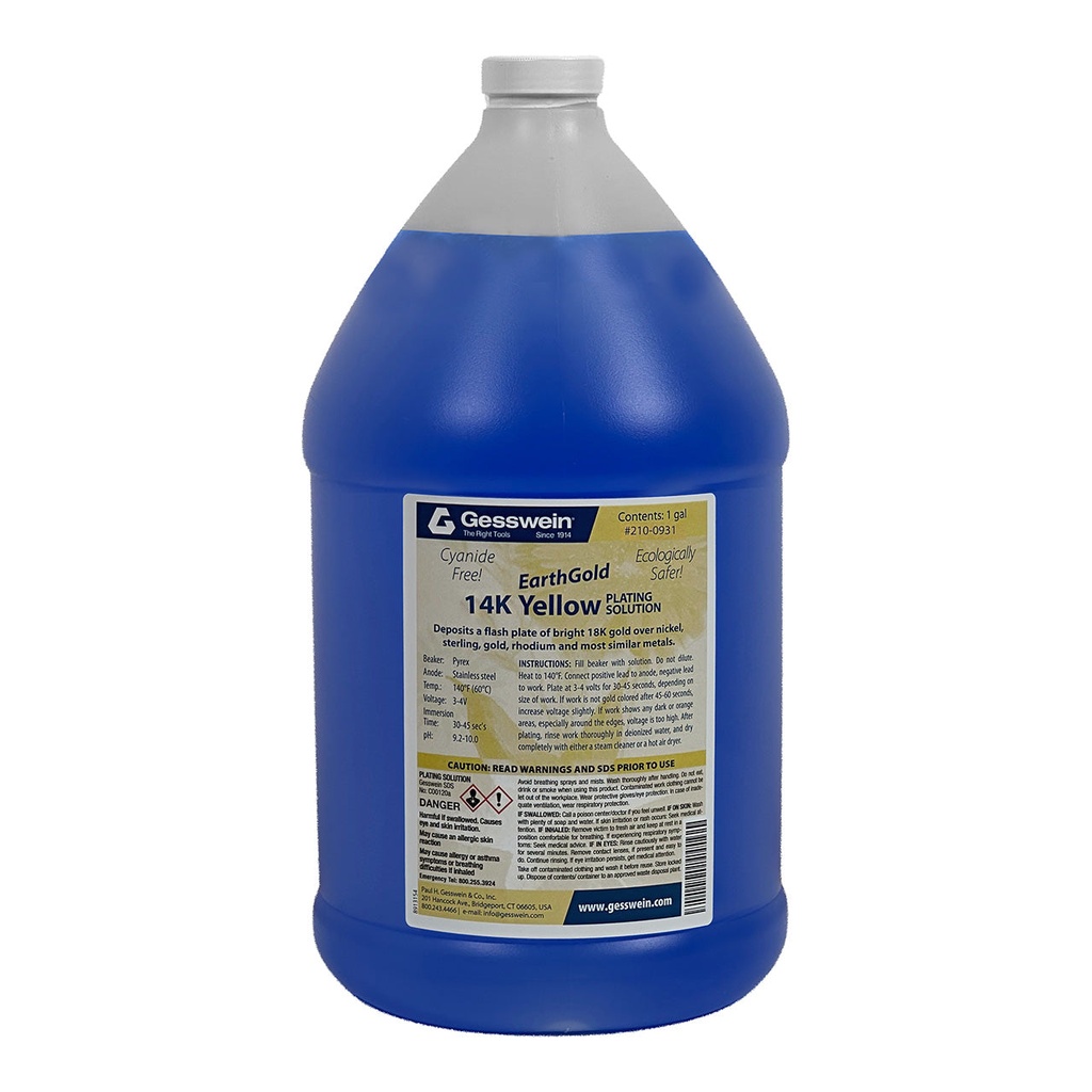 [210-0931] EarthGold Plating Solution 14K Yellow 1 Gallon