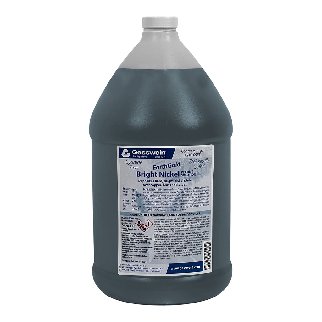 [210-0953] EarthGold Plating Solution Bright Nickel Plating 1 Gallon