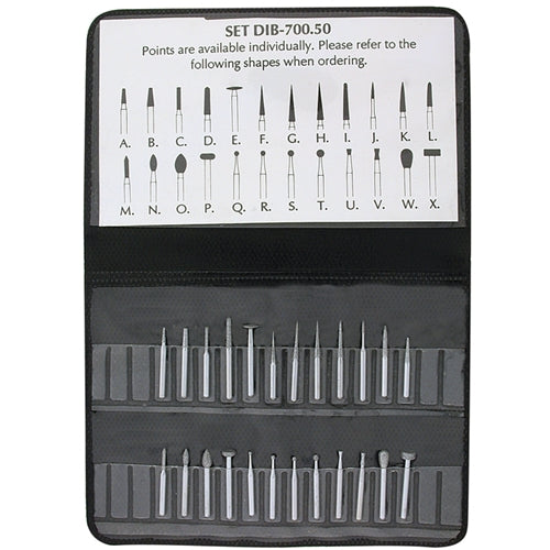 High-Speed Diamond Bur Set, 1/16" Shanks - Set of 24, Coarse