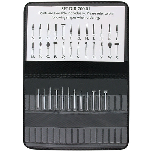 [226-1601] High-Speed Diamond Bur Set, 1/16" Shanks - Set of 12, Coarse