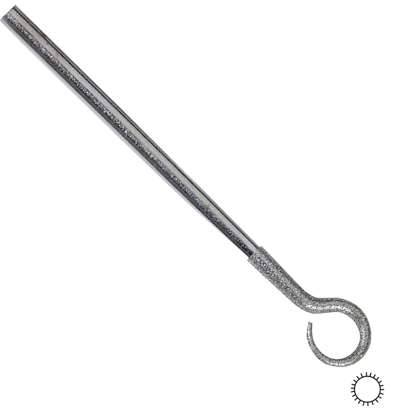 [240-1005] Diamond Riffler Poli 150Grit Round Hook, 3mm File
