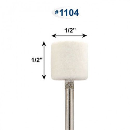 Mounted Felt Bobs, Cylinders - 1/8" Shank, 1102 Hard  (Pkg. of 12)