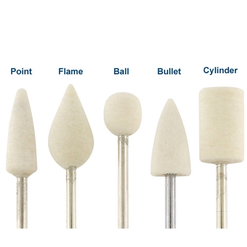 [288-2207] Felt Bob Set - 3/32" Shank, Hard (5 pc)