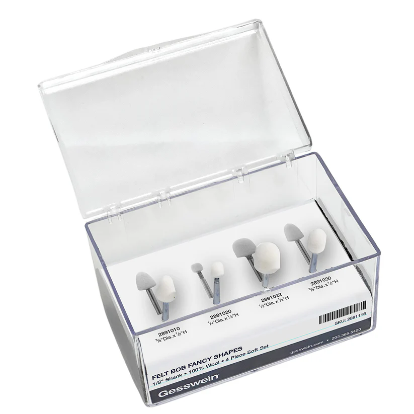 [289-1116] Felt Bob Set - Fancy Shapes, 1/8" Shank, Soft (4 pc)