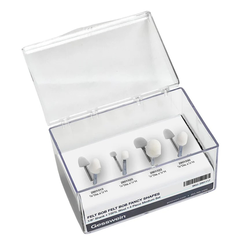 [290-1117] Felt Bob Set - Fancy Shapes, 1/8" Shank, Medium (4 pc)