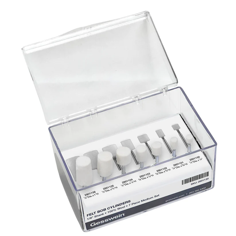 [290-1120] Felt Bob Set - Cylinders, 1/8" Shank, Medium (7 pc)