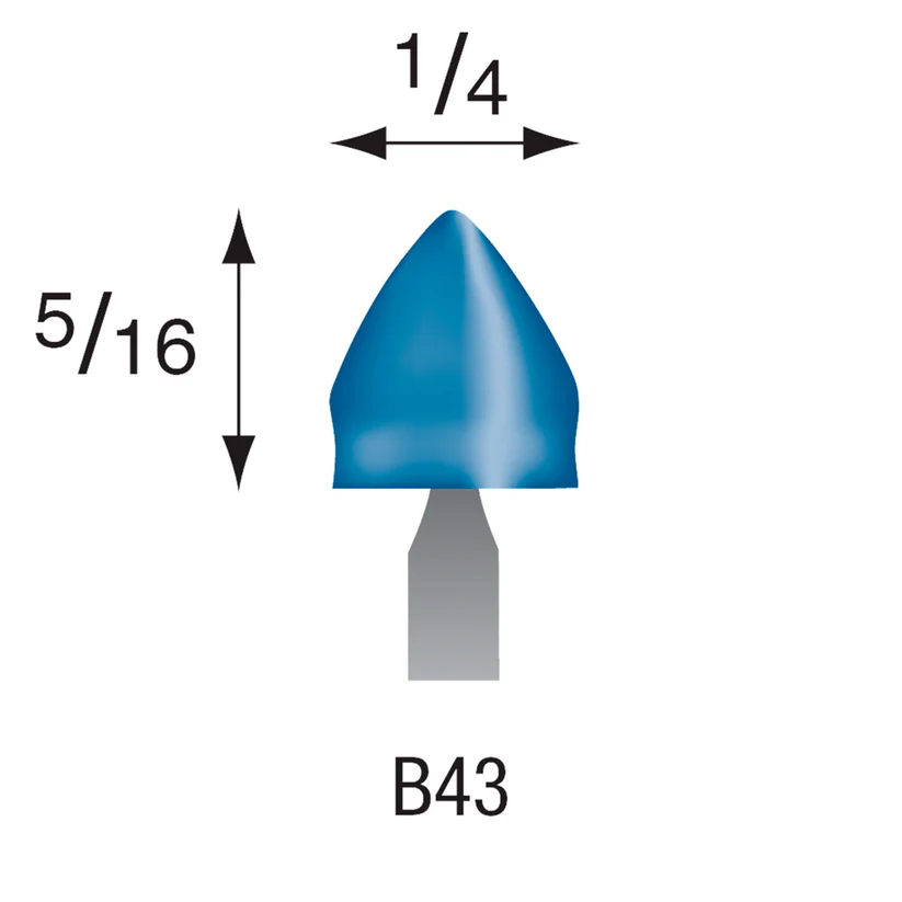 [305-0433] B43 Blue Mounted Points 3mm Shank (Pkg of 24)