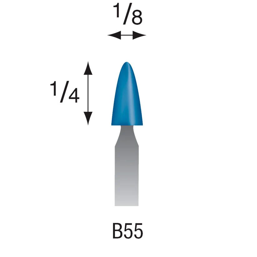 [305-0553] B55 Blue Mounted Points 3mm Shank (Pkg of 24)