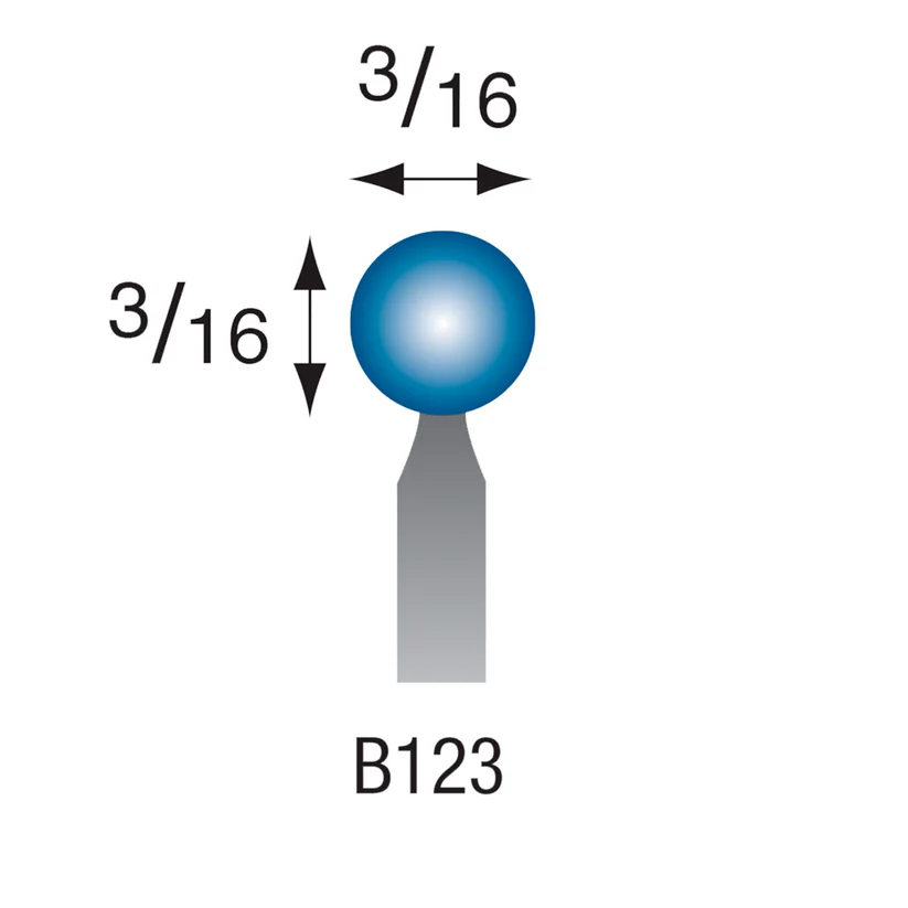 B123 Blue Mounted Points 3mm Shank (Pkg of 24)