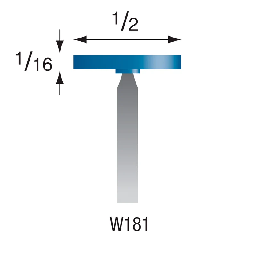 [305-1813] W181 Blue Mounted Points 3mm Shank (Pkg of 24)
