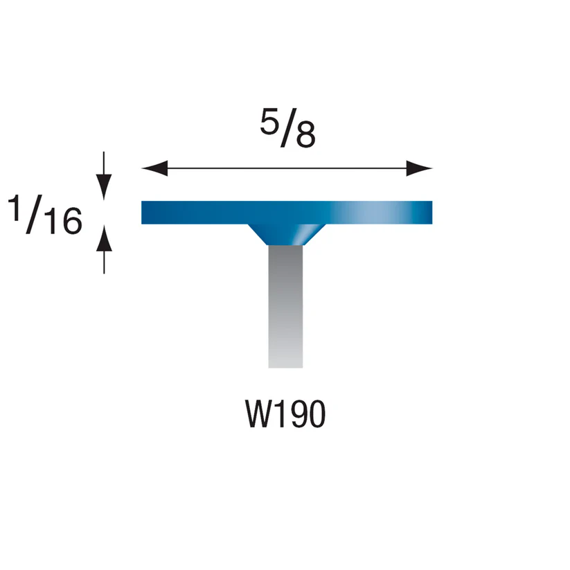 [305-1903] W190 Blue Mounted Points 3mm Shank (Pkg of 24)