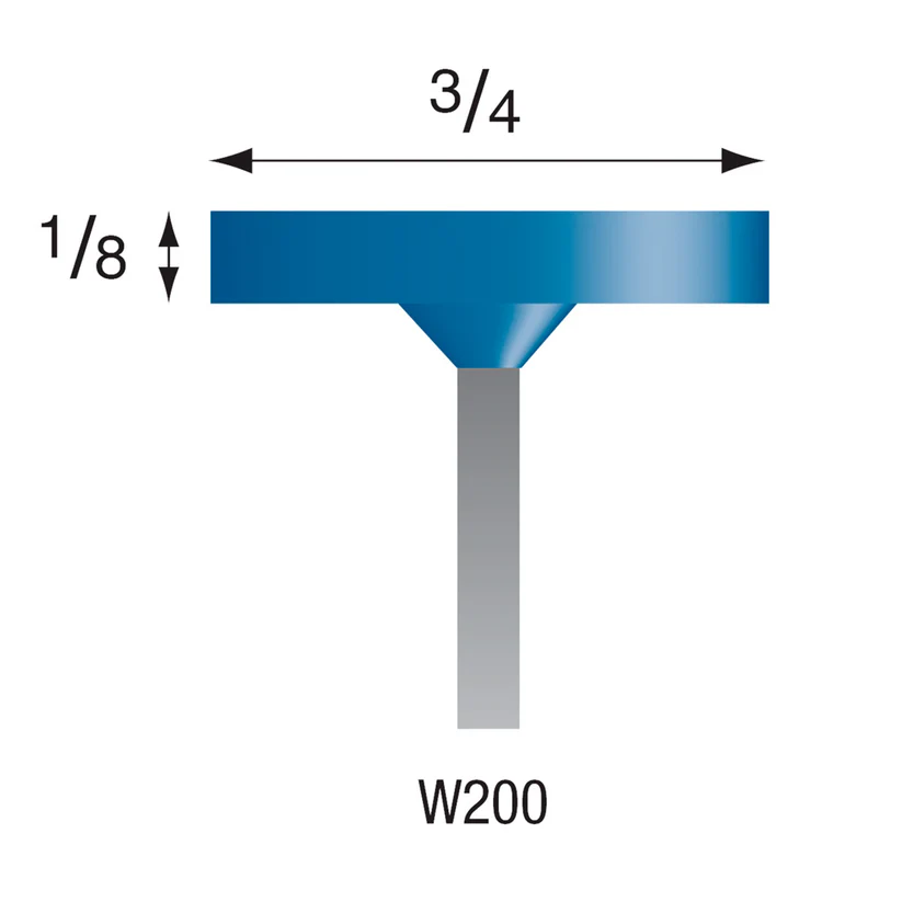 [305-2003] W200 Blue Mounted Points 3mm Shank (Pkg of 24)