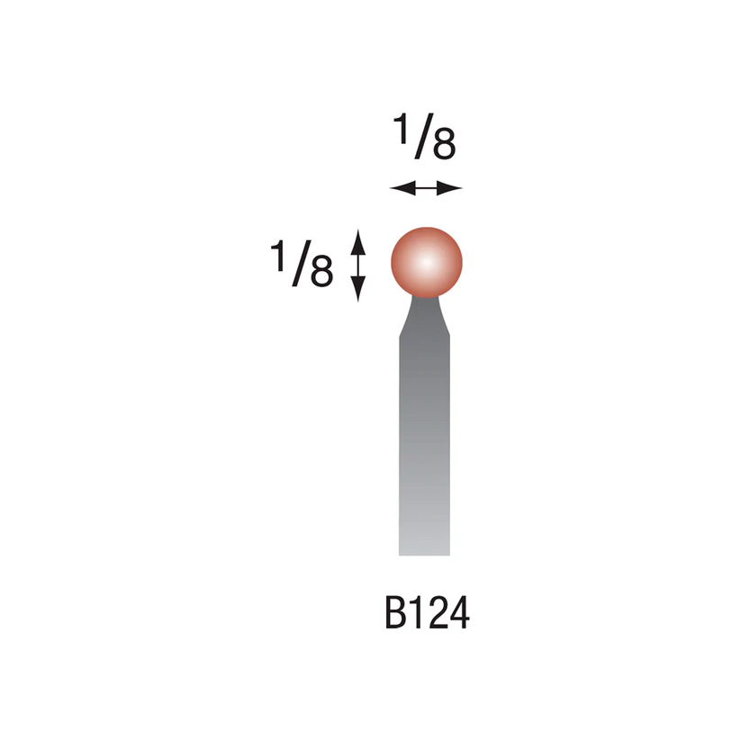 B124 Red Mounted Points 1/8" Shank (Pkg of 24)