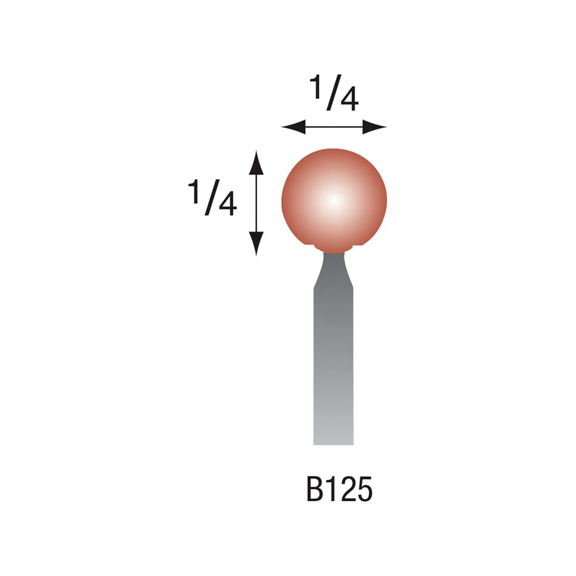 B125 Red Mounted Points 1/8" Shank (Pkg of 24)