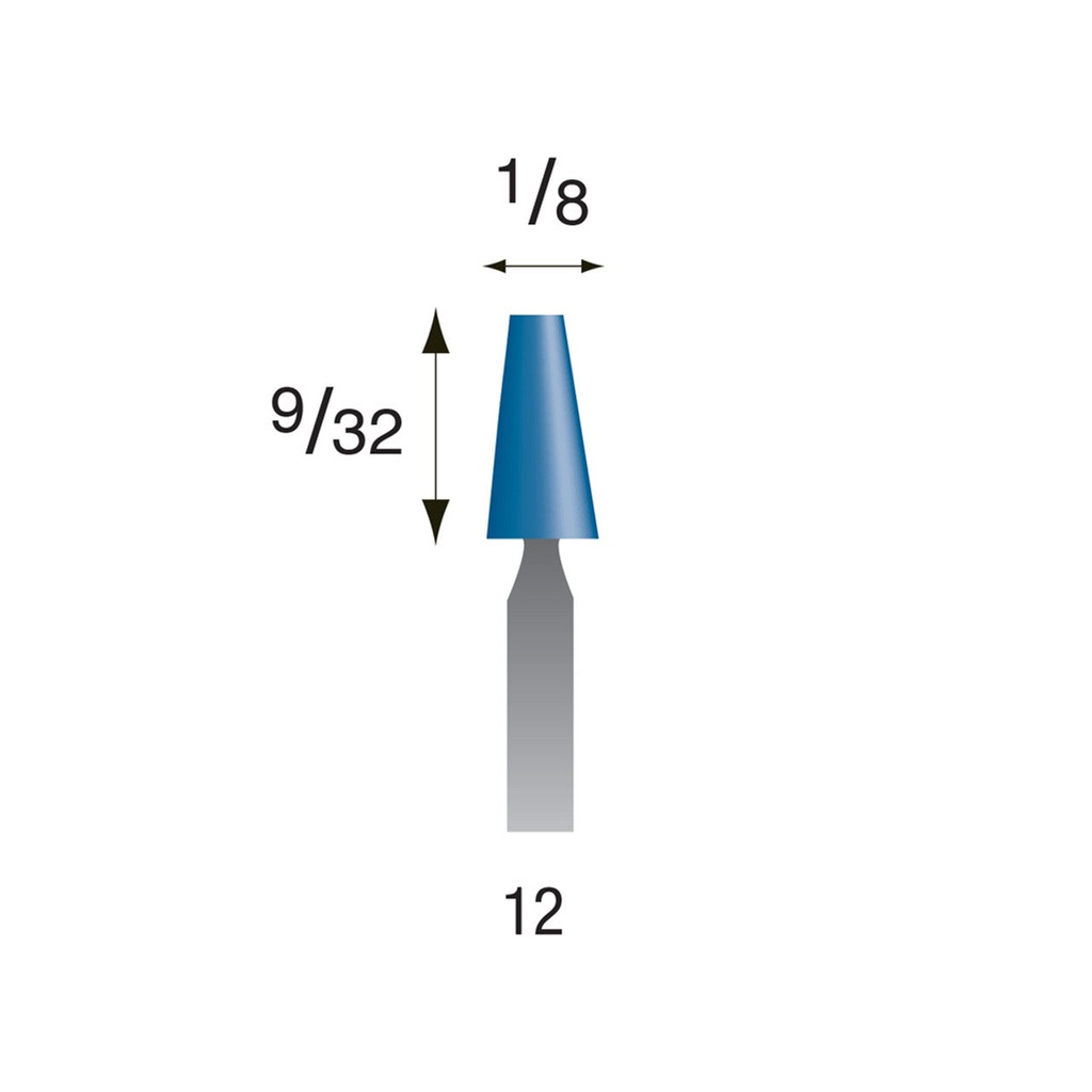 [315-0120] #12 Blue Mounted Points 3/32" Shank (Pkg of 24)