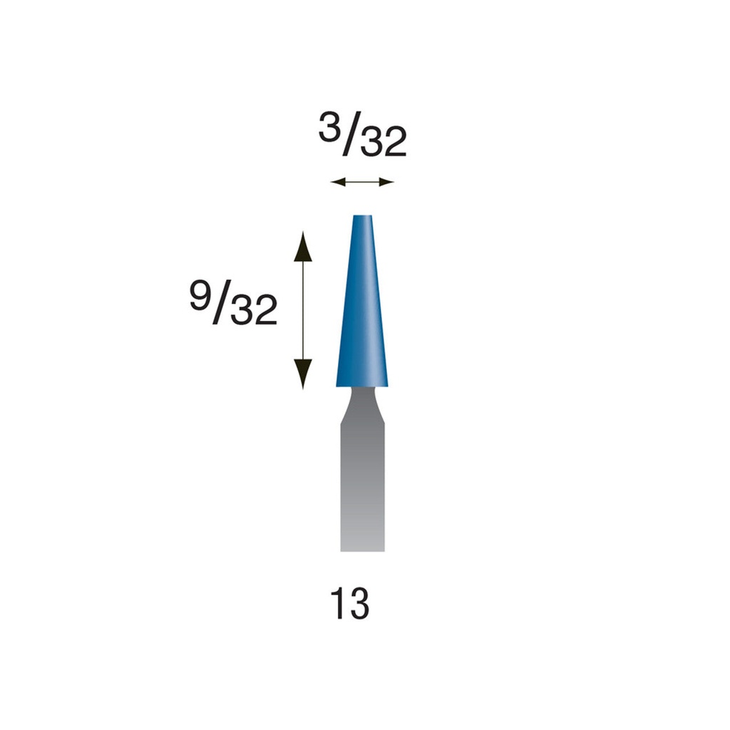 [315-0130] #13 Blue Mounted Points 3/32" Shank (Pkg of 24)