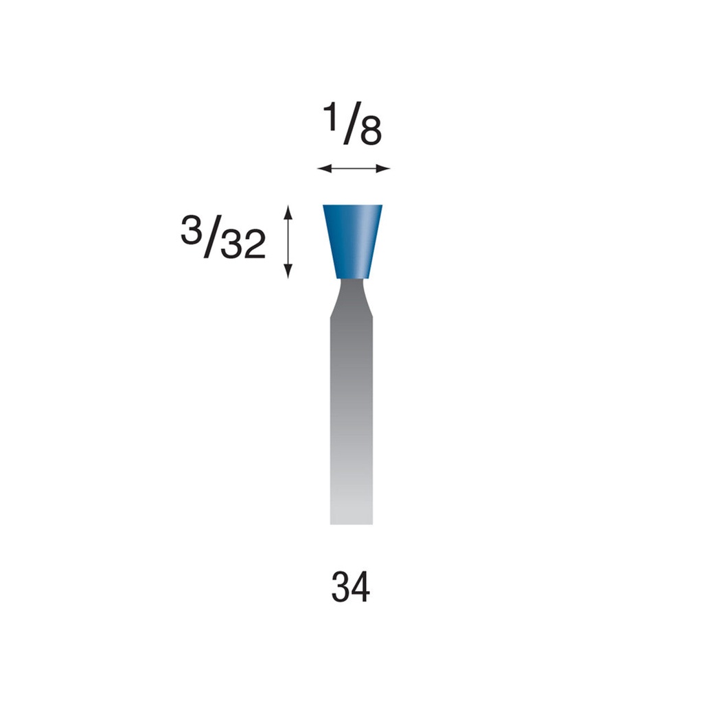 [315-0340] #34 Blue Mounted Points 3/32" Shank (Pkg of 24)