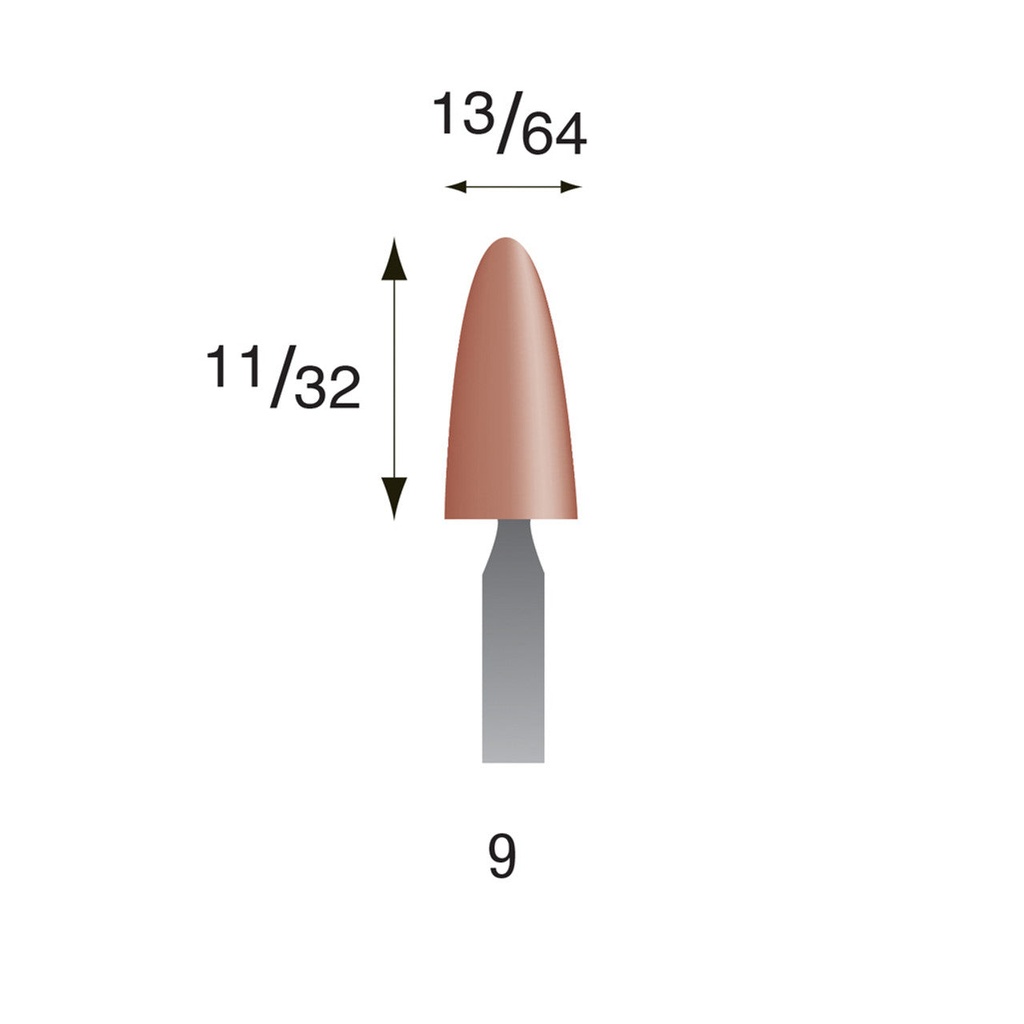 [320-0090] #9 Red Mounted Points 3/32" Shank (Pkg of 24)