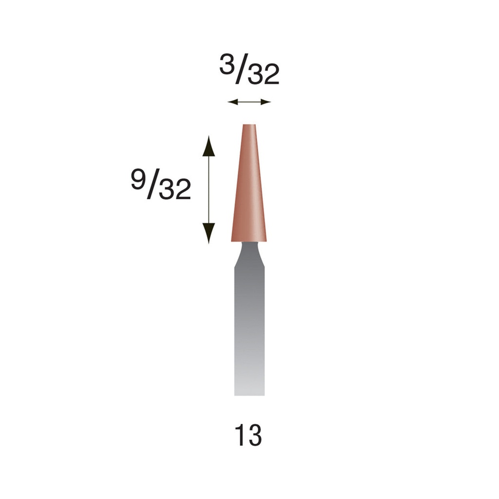 [320-0130] #13 Red Mounted Points 3/32" Shank (Pkg of 24)