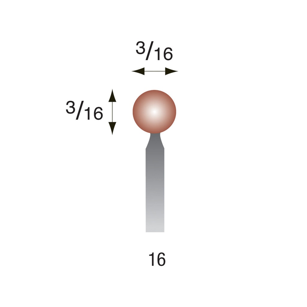 [320-0160] #16 Red Mounted Points 3/32" Shank (Pkg of 24)