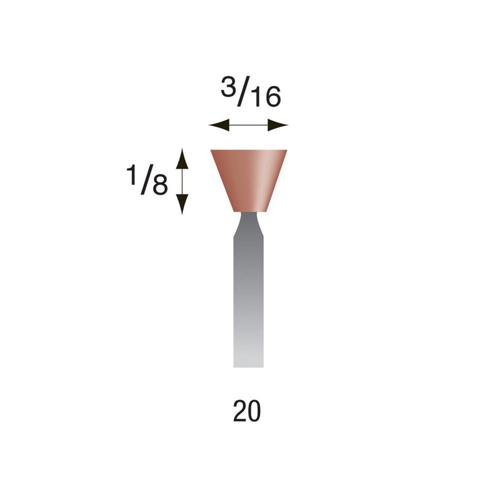 [320-0200] #20 Red Mounted Points 3/32" Shank (Pkg of 24)