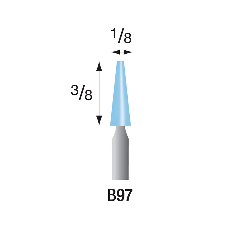 [322-0973] B97 Light Blue Mounted Points 3mm Shank (Pkg of 24)