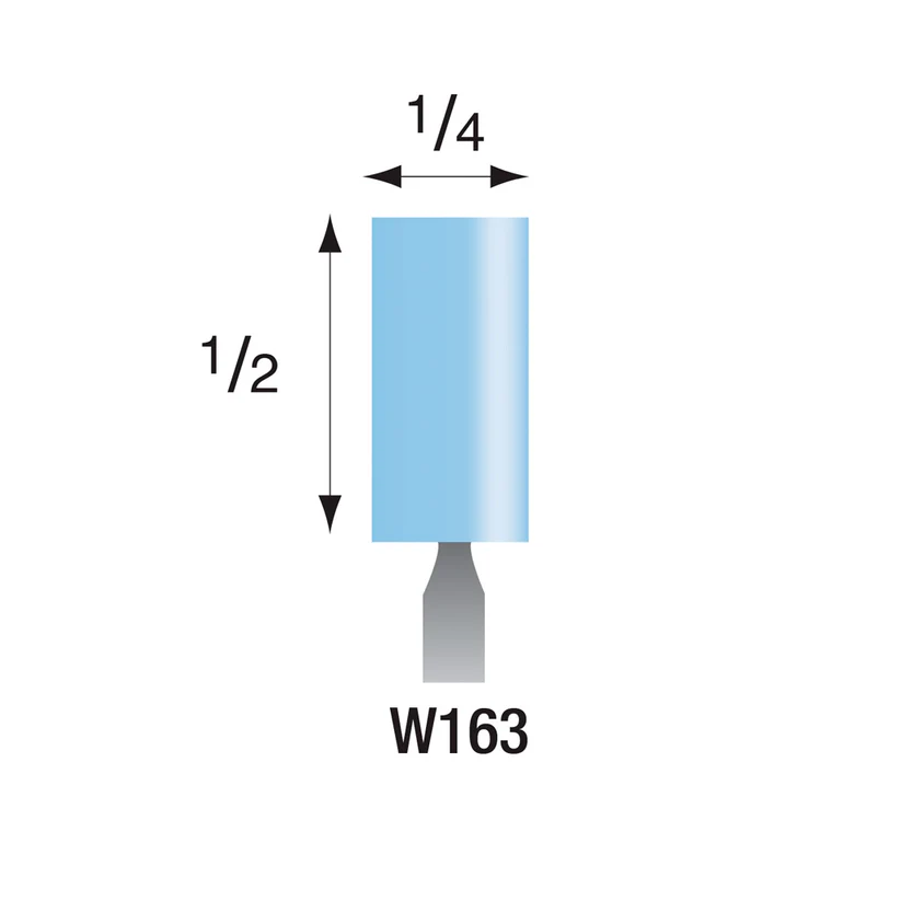 [322-1633] W163 Light Blue Mounted Points 3mm Shank (Pkg of 24)