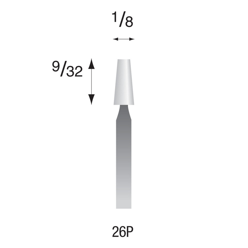 [325-0260] 26P White Mounted Points 3/32" Shank (Pkg of 24)