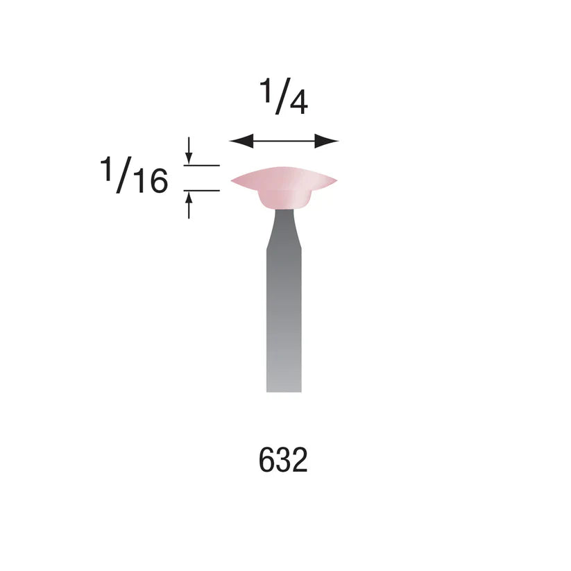 Busch® #632 Pink Polishing Points 3/32" Shank (Pkg. of 6)