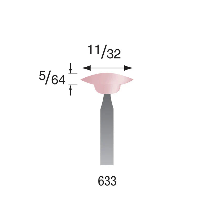 [330-1346] Busch® #633 Pink Polishing Points 3/32" Shank (Pkg. of 6)