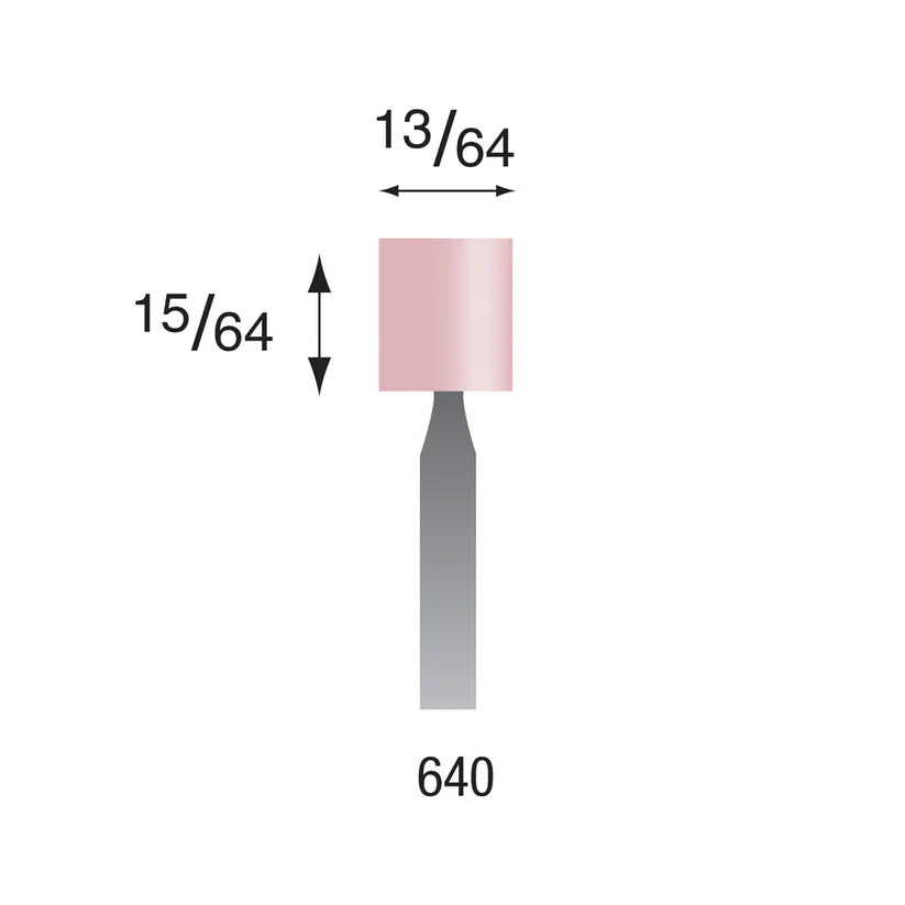 Busch® #640 Pink Polishing Points 3/32" Shank (Pkg. of 6)