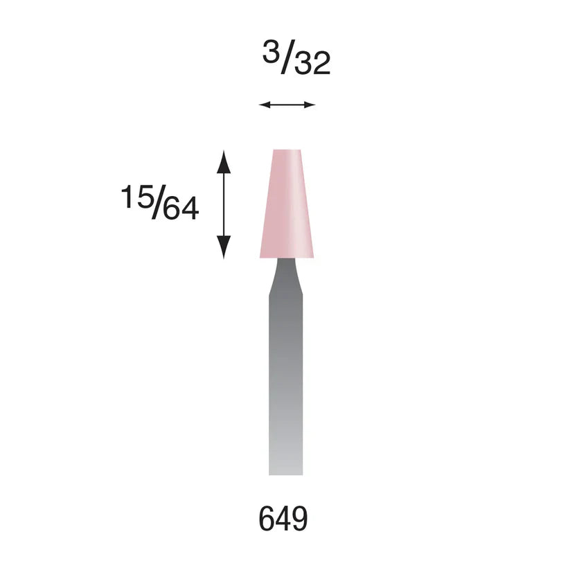 [330-1365] Busch® #649 Pink Polishing Points 3/32" Shank (Pkg. of 6)