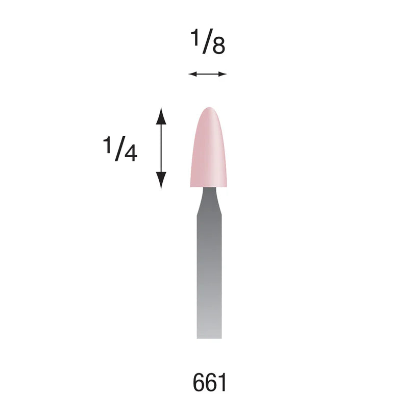 [330-1375] Busch® #661 Pink Polishing Points 3/32" Shank (Pkg. of 6)