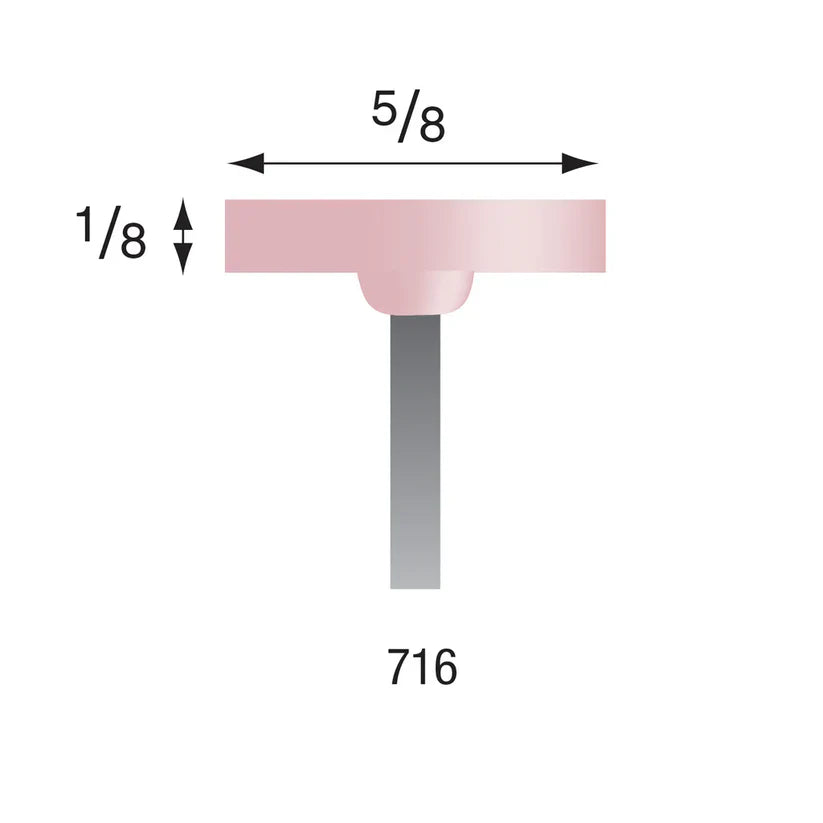 [330-1395] Busch® #716 Pink Polishing Points 3/32" Shank (Pkg. of 6)