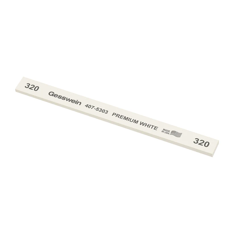 Gesswein® Premium White Stones - 1/2" x 1/8" x 6", 320 Grit  (Pkg. of 12)