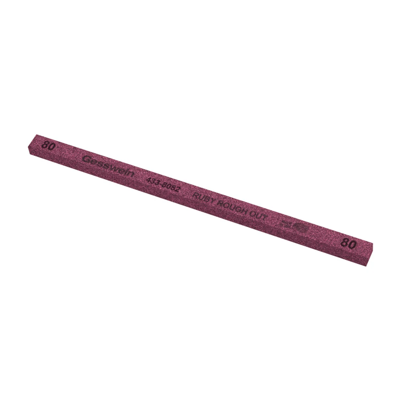 [433-8082] Gesswein® Ruby Rough Out Stone - 1/4" x 1/4" x 6", 80 Grit  (Pkg. of 12)