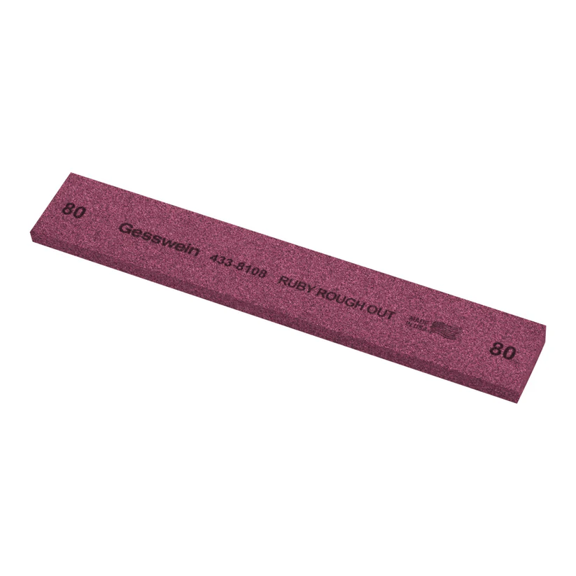 Gesswein® Ruby Rough Out Stone - 1" x 1/4" x 6", 80 Grit  (Pkg. of 6)
