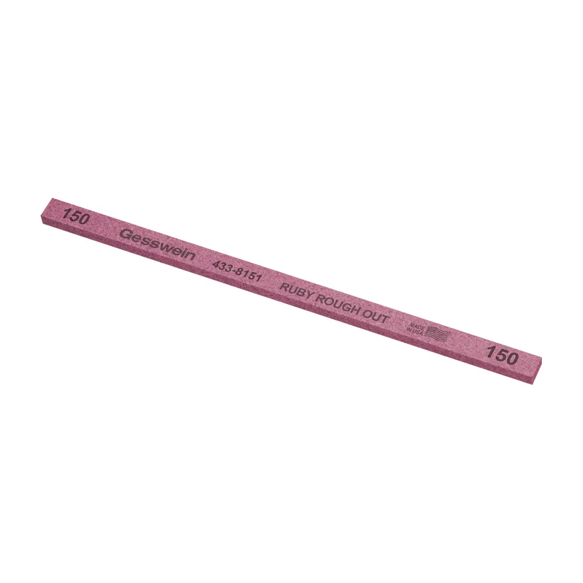[433-8151] Gesswein® Ruby Rough Out Stones - 1/4" x 1/8" x 6", 150 Grit  (Pkg. of 12)