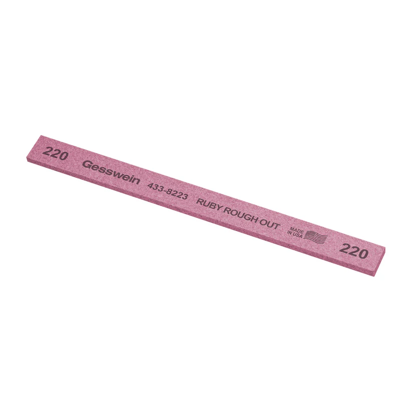[433-8223] Gesswein® Ruby Rough Out Stones - 1/2" x 1/8" x 6", 220 Grit  (Pkg. of 12)